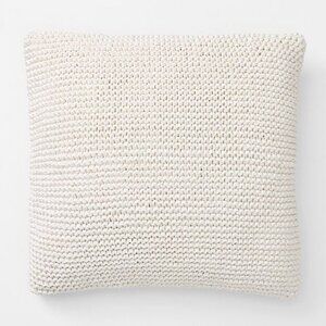 Pair of West Elm Jersey Chindi Knit Pillow Covers, Alabaster, 24x24